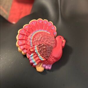 Hallmark Festive Turkey Pin with Red and Orange